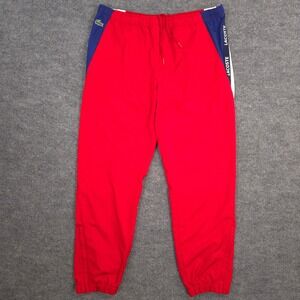 Lacoste Sport Jogger Pants Mens XL Red Performance Ankle Zip Lined Track Run Jog